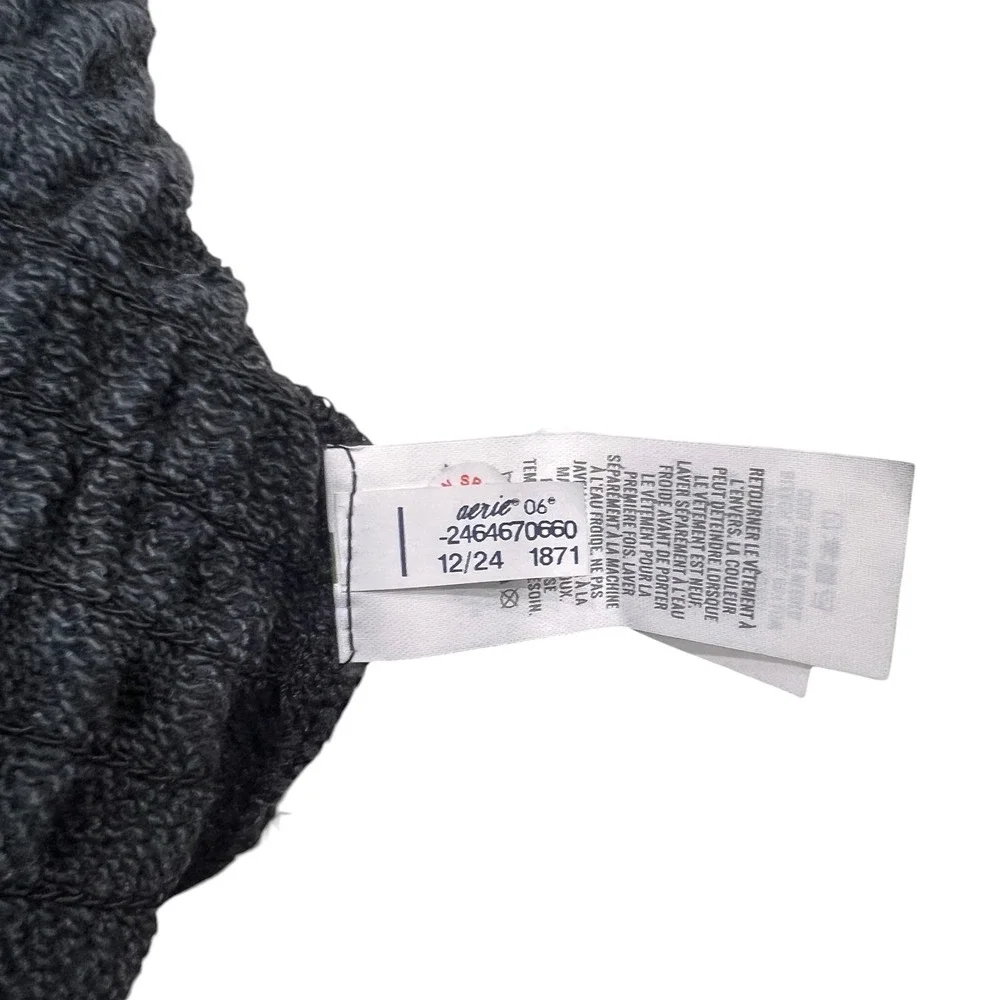 Aerie Smocked Fleece Mini Skirt Charcoal Gray French Terry 0703-1871 NEW